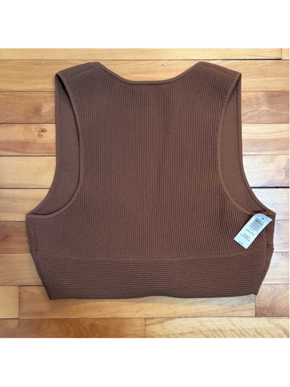 Aritzia Babaton Brown Sculpt Knit Deep V Tank - Size XL ✨ NWT - Picture 3 of 9